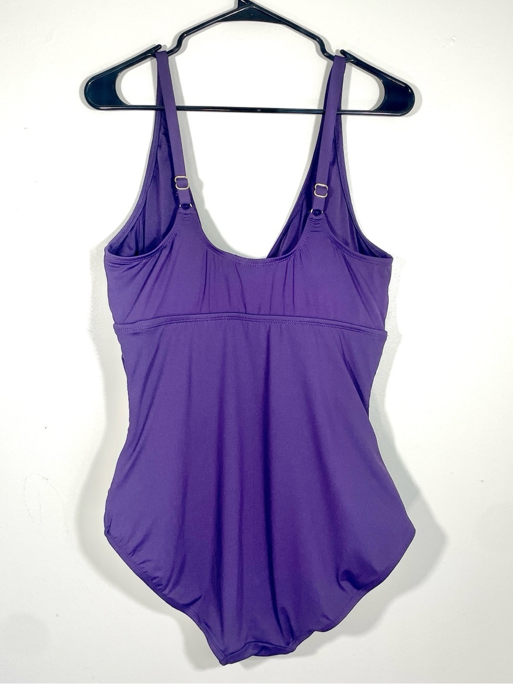 Lands’ End Purple Ruched One Piece Swimsuit XL Tummy Control Twist Front - Picture 2 of 9
